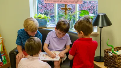 Boys learn about Jesus together in Sunday School