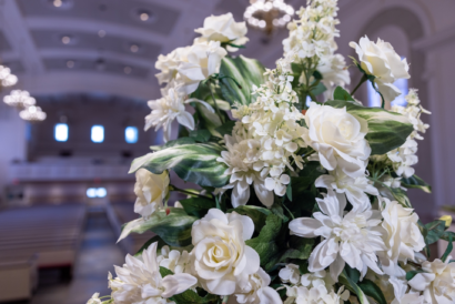 Memorial Flowers at a celebration of life at St. Luke's United Methodist Church in Houston Texas